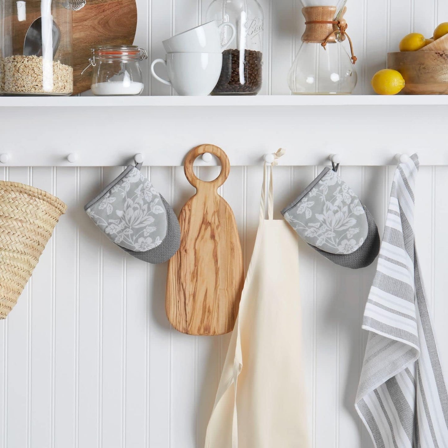 Martha Stewart Printed Mini Oven Mitt Set, 5.5"x8", Floral Vine