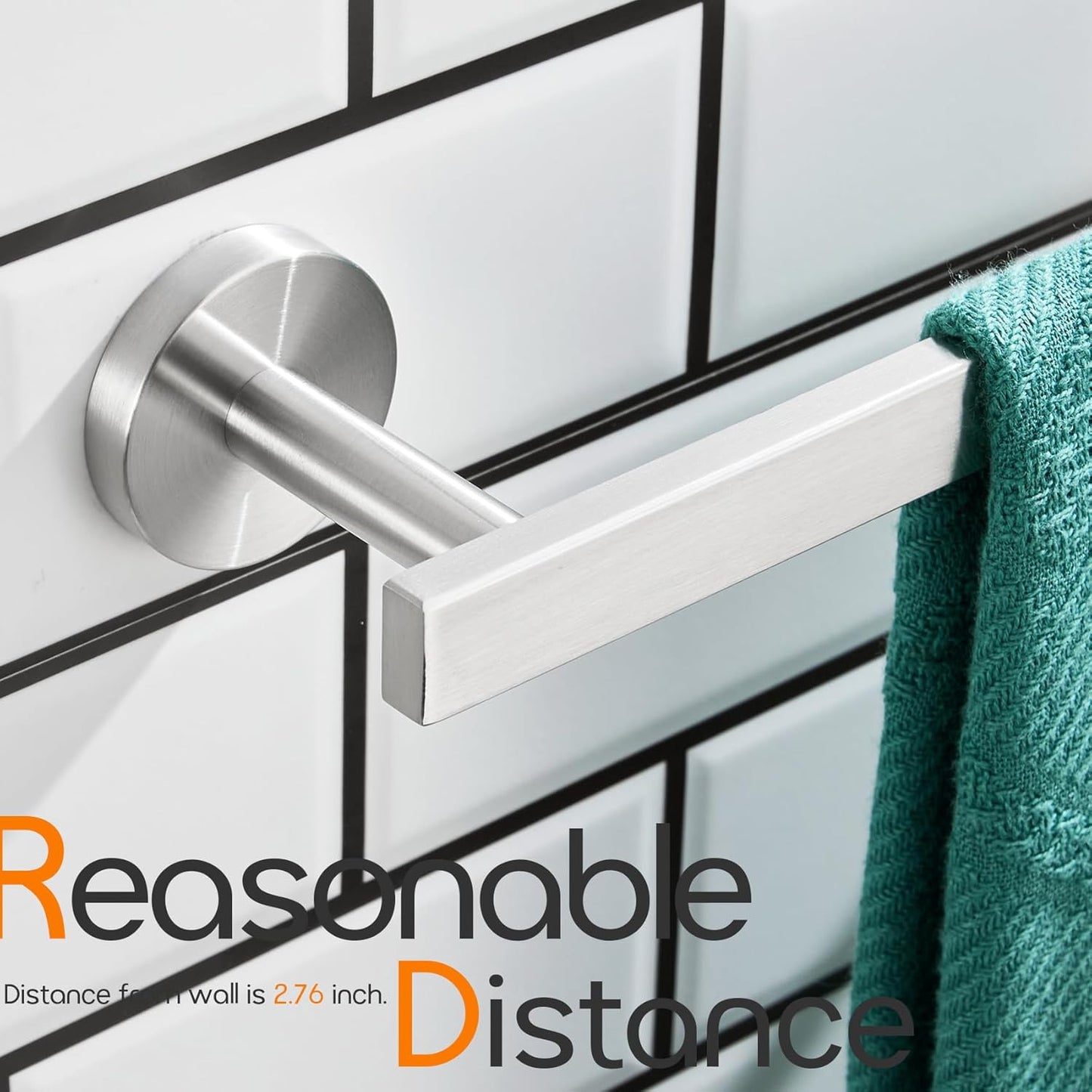 16 Inch Bathroom Towel Bar Bath Towel Rack Kitchen Towel Holder Towel Hanger Wall Mounted SUS304 Stainless Steel 2 Pack Brushed Nickel AN4001BR-L16-P2