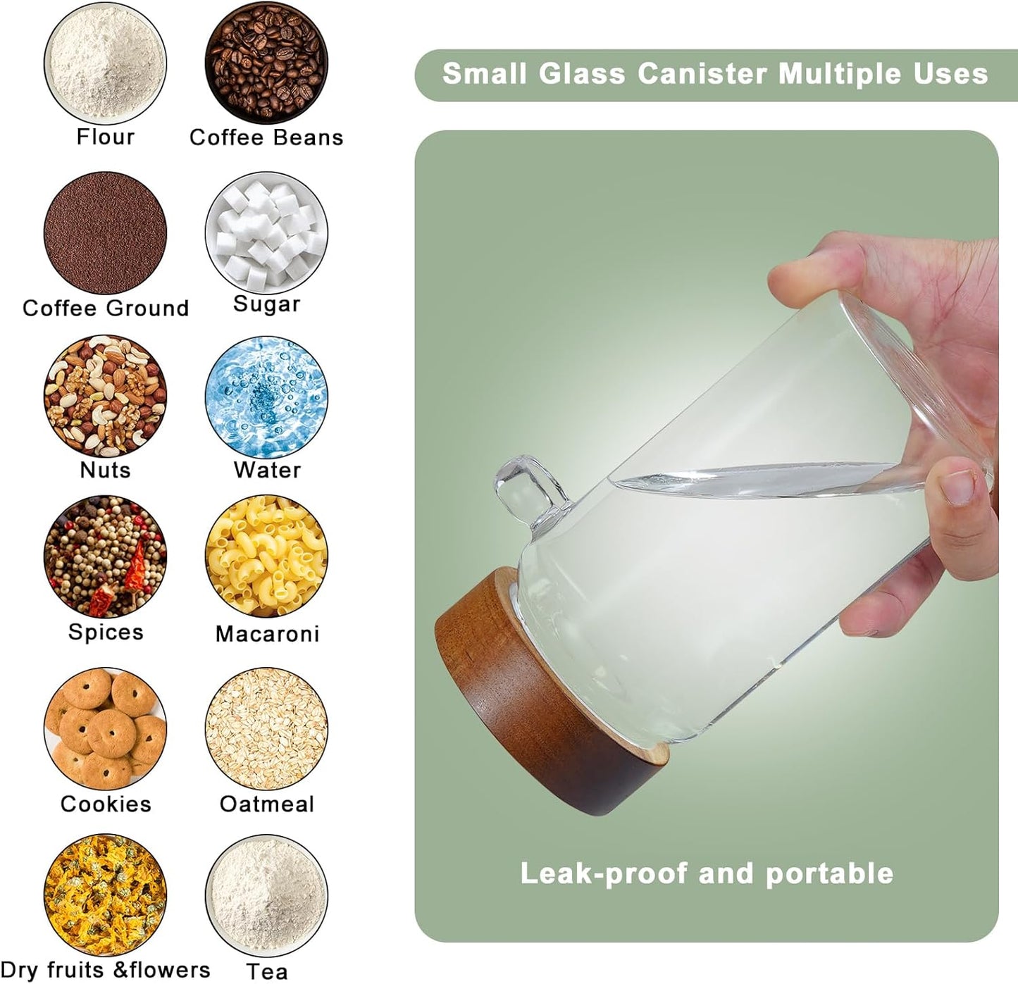 Glass Jars with Spoons Sugar Coffee Canister Round Glass Food Storage Jar for Spice Pantry Tea Coffee Bean Salt (2×550ml(18oz))