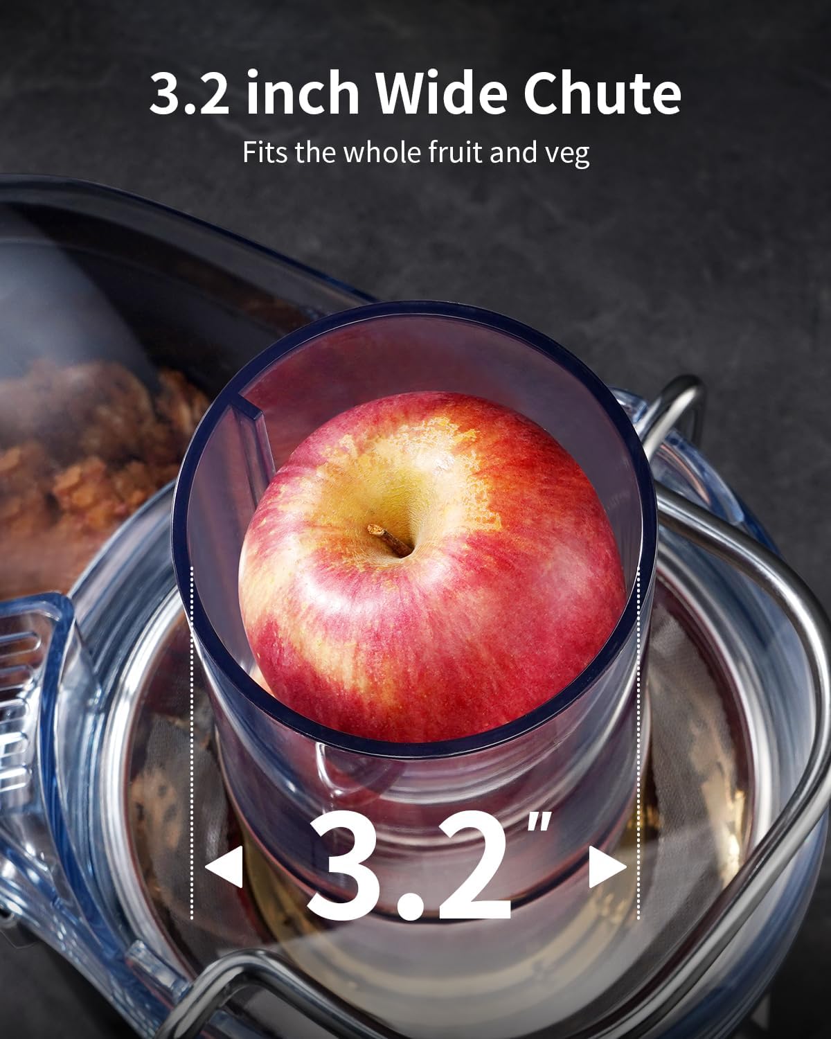 GDOR 1200W Juicer Machines with Larger 3.2" Feed Chute, 45oz Large Juice Jug, Centrifugal Juice Extractor Maker with Titanium Enhanced Cutting System, Dual Speeds, BPA-Free, Silver