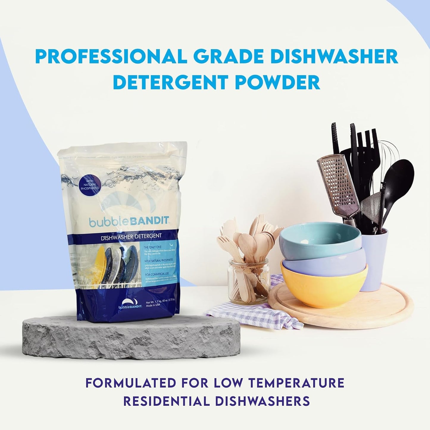 Dishwasher Powder Detergent with Phosphate. The Best Dishwasher Detergent for Spotless Dishes in Hard Water! ALL-IN-ONE (Soak, Wash & Rinse). (Pack of 1)…