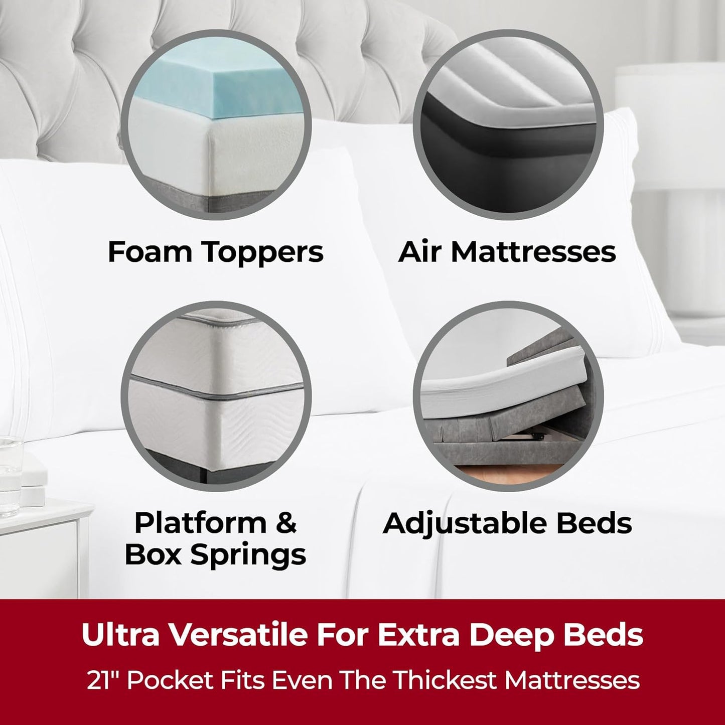 Mellanni Extra Deep Twin XL Sheets - 3 PC Iconic Collection Bedding - Hotel Luxury, Ultra Soft, Cooling Bed Sheets - Wrinkle, Fade, Stain Resistant (Twin Extra Long, White)