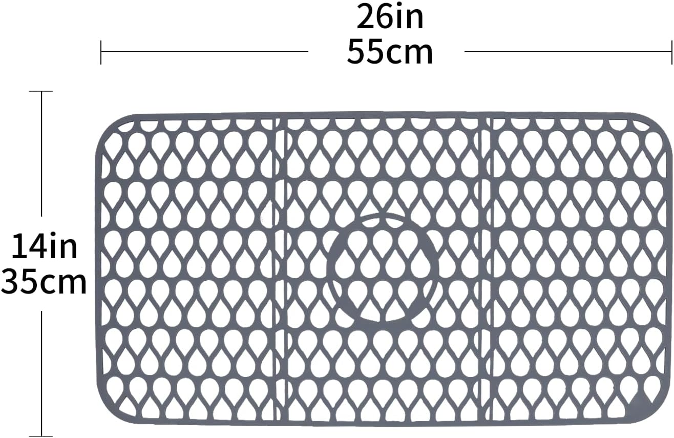 NICE DAY Sink Mat, Sink Protectors for Kitchen Sink By Better Housewares Wok Stand Strong Adsorption And Skid Resistance PVC Free Silicone Sink Mat (Extra Large: 26"x14")