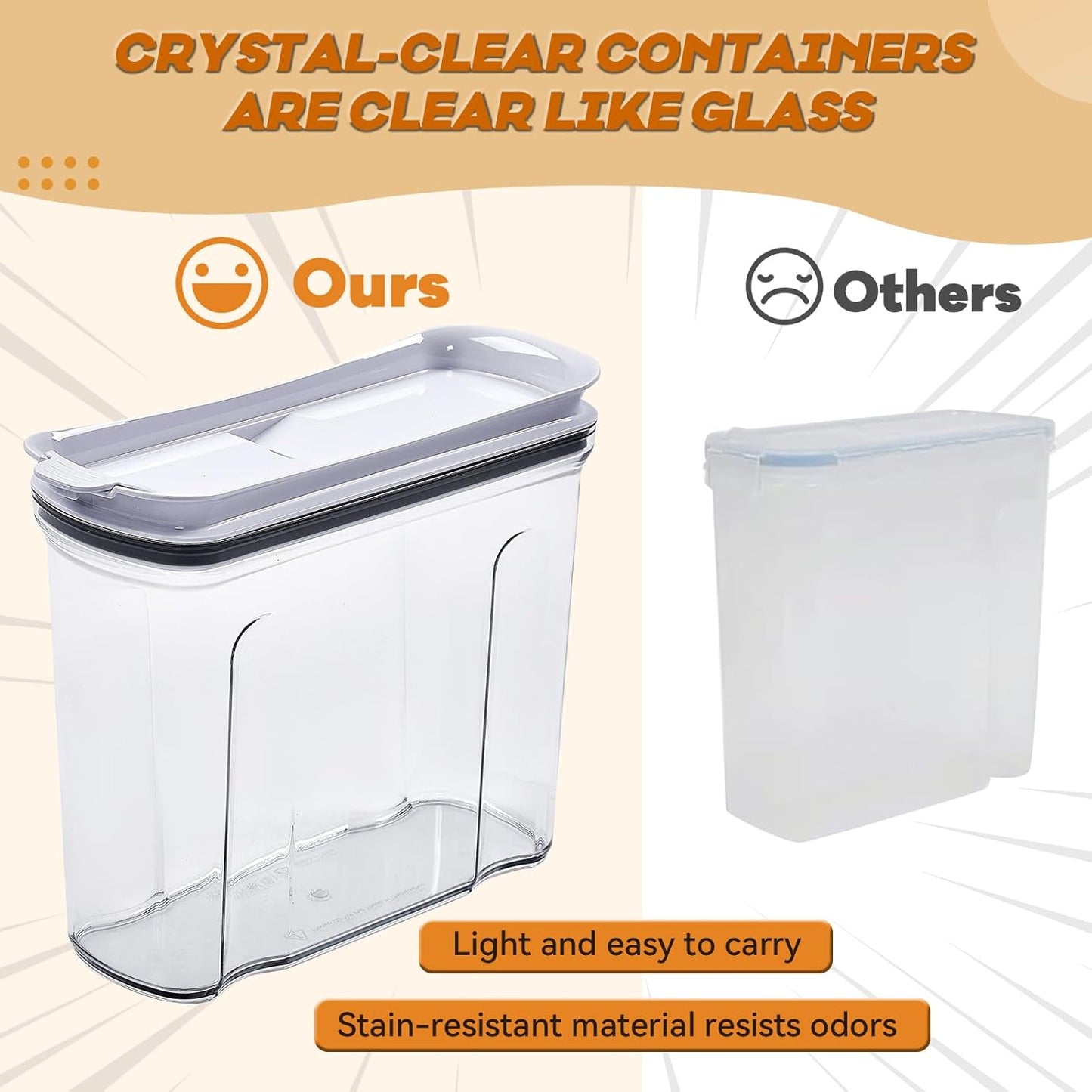 FreshKeeper Cereal Containers Storage Set, Airtight Food Storage Container with Lid 2.5L,2PCS BPA-FREE Plastic Pantry Organization Canisters for Rice Cereal Flour Sugar Dry Food in Kitchen…