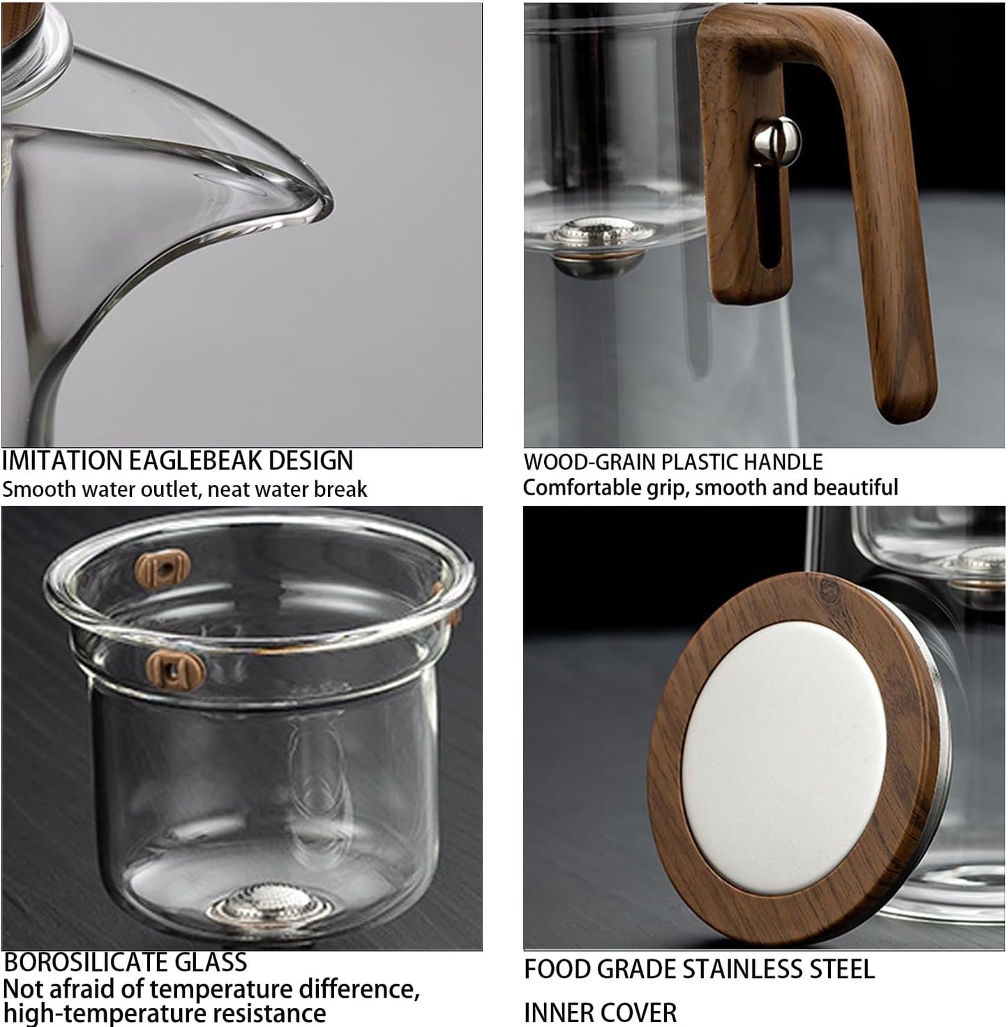 Enchanti Tea Pot, Witchcraft Magic Glass Teapot with Infuser Strainer and Lid for Loose Leaf Tea Herbal, Magnetic Water Separation Tea Maker Kettle with Cups Clear Enchantipot (1000ml)