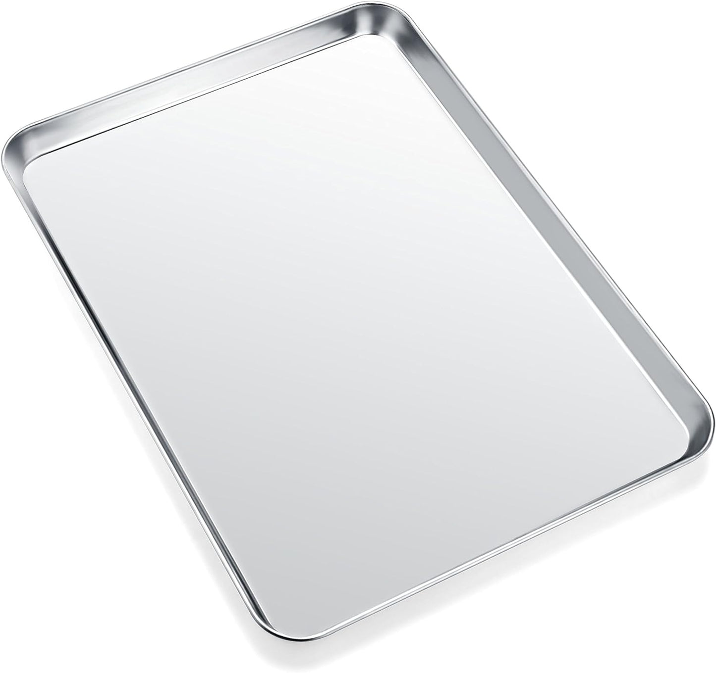 Cookie Sheets for Baking, Stainless Steel Baking Sheet Baking Pan Tray - 12.4 x 10 x 1 Inch, Non Toxic & Healthy, Mirror Finish & Easy Clean, Dishwasher Safe & Heavy Duty
