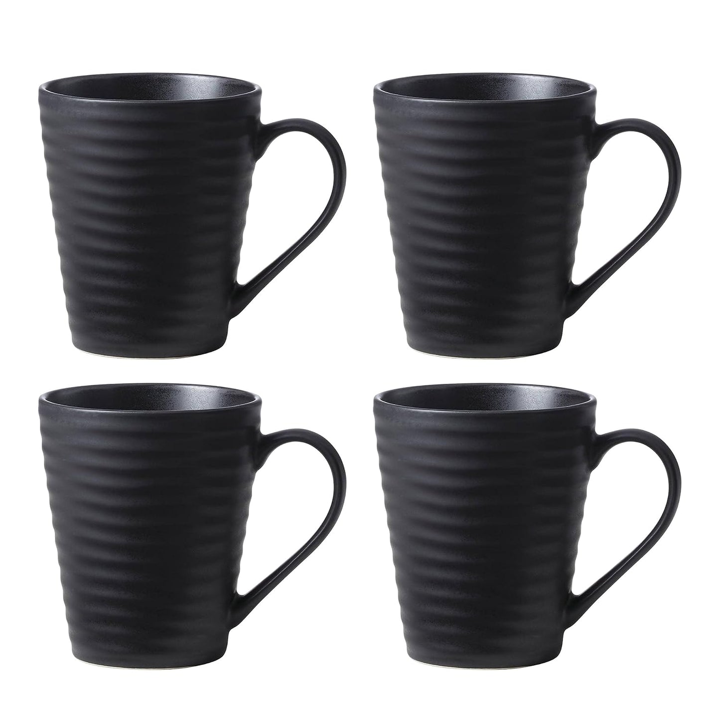 Oneida 895943 Ridge Black Mugs, Set Of 4