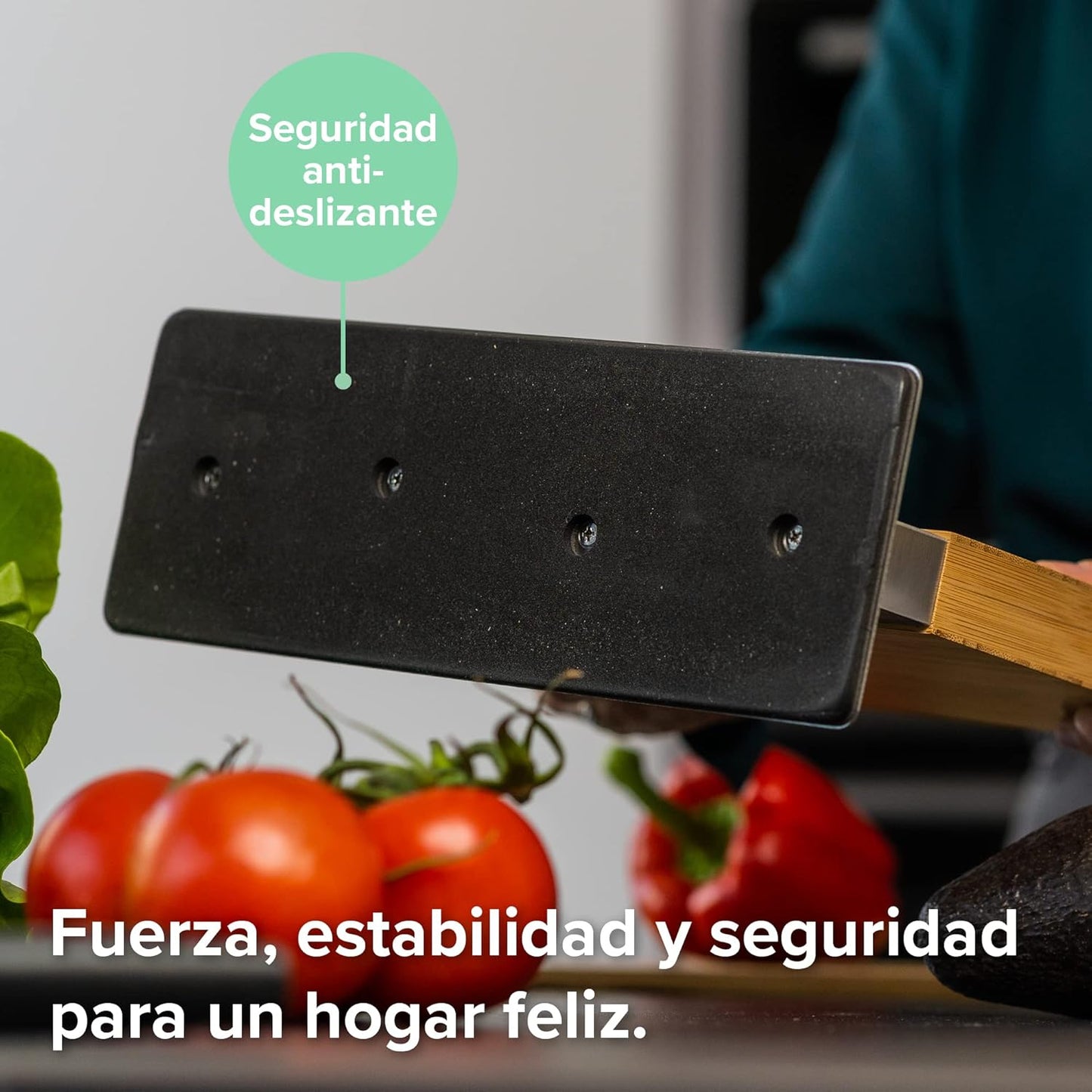 Coninx Magnetic Knife Holder with display stand, Double Sided Strong Magnetic Knife block for Kitchen counter top, Universal empty storage Organizer Block (Bamboo Wood)