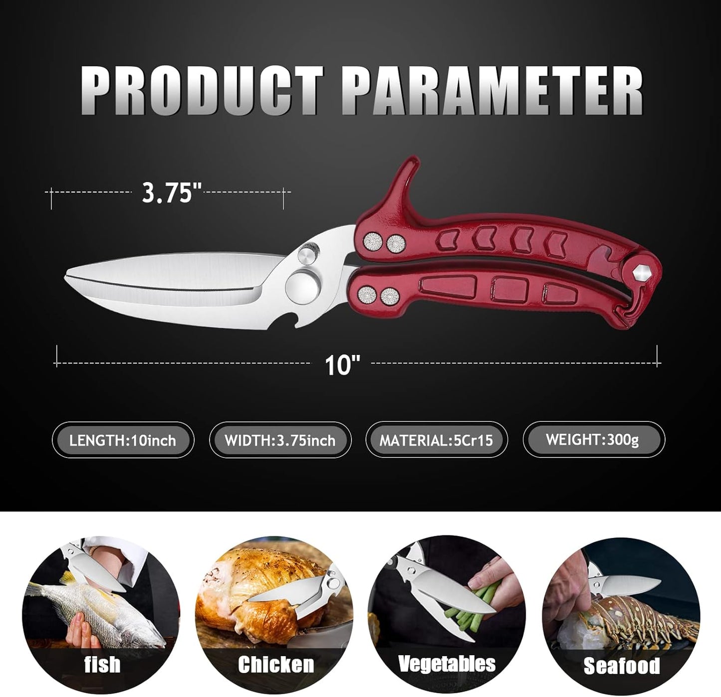 DRAGON RIOT Heavy Duty Poultry Shears - A Must Have Kitchen Shears for Chicken and Meat Cutting - Dishwasher Safe and Stainless Food Kitchen Scissors for Thanksgiving