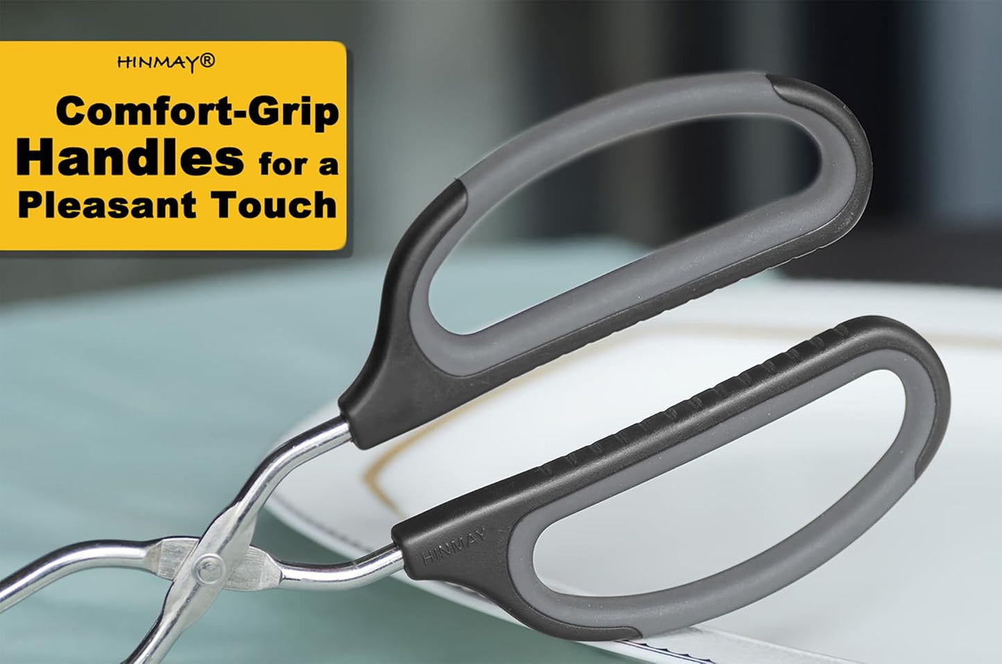 Scissor Tongs 10-Inch Stainless Steel Scissor Style Tongs (Black Handle)