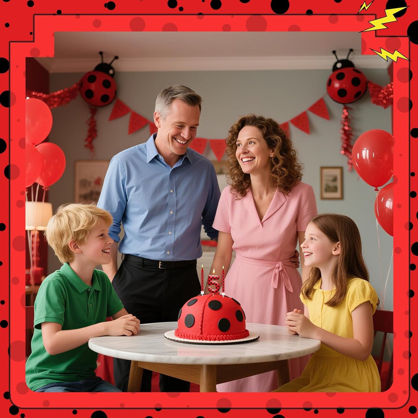 13PCS Ladybug Theme Birthday Candles Set - Red & Black Polka Dot Decorative Candles for Kids Ladybug Themed Parties, Baby Showers, Birthday Cakes, and Ladybird Inspired Celebrations(Number 5)