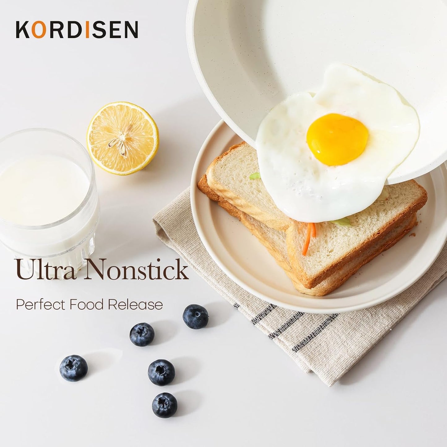 Ceramic Non Stick Frying Pans Skillet, 9.5 Inch Ceramic Frying Pan Nonstick for Cooking Non Toxic, Healthy Induction Cookware, Heat Resistant Handle, PFOA & PFAS Free