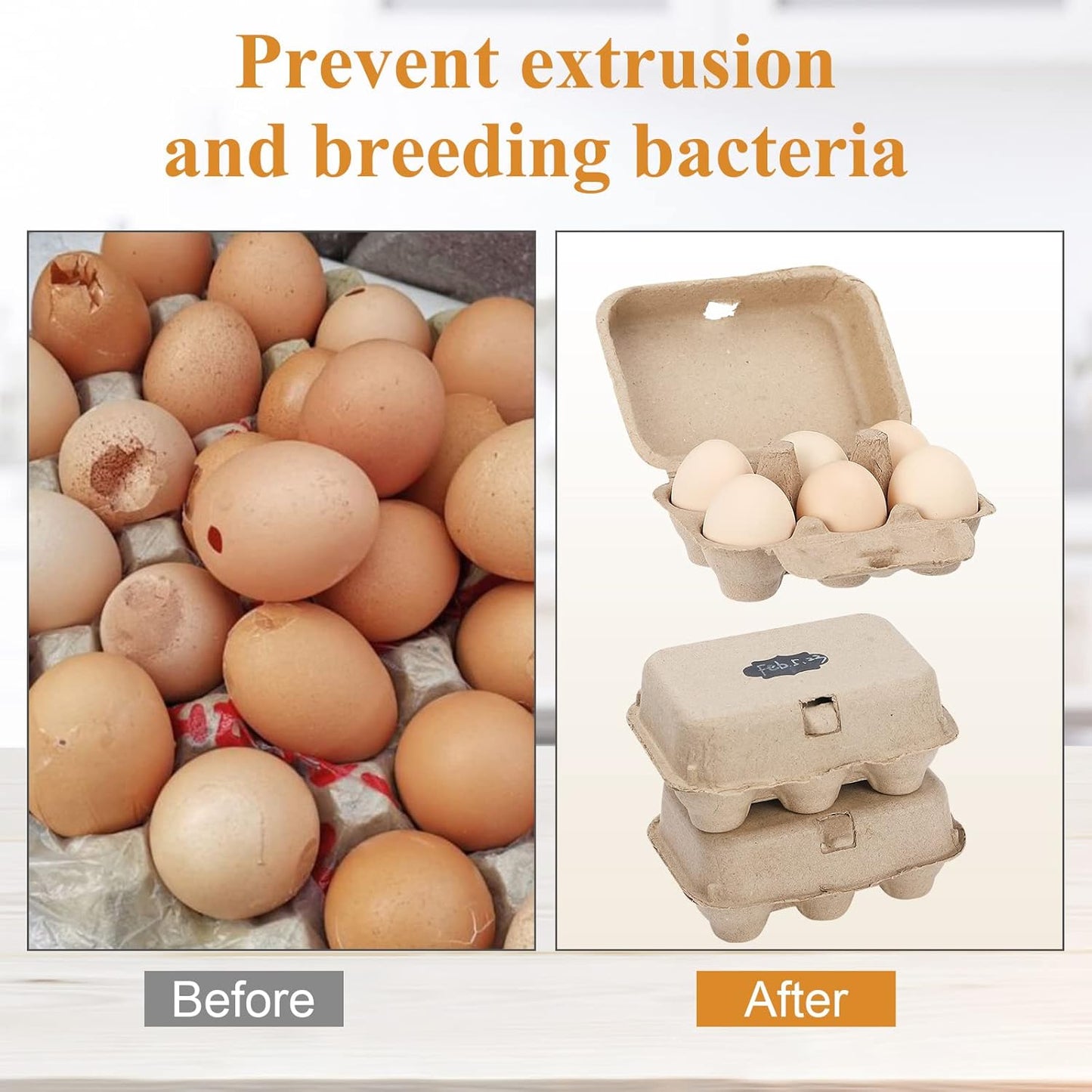 Paper Egg Cartons for Chicken Eggs, 36 Pieces Pulp Fiber Half Dozen Egg Cartons Bulk 6 Count Egg Storage Containers Holder for Family Farm Market Fridge Storing Chicken Eggs