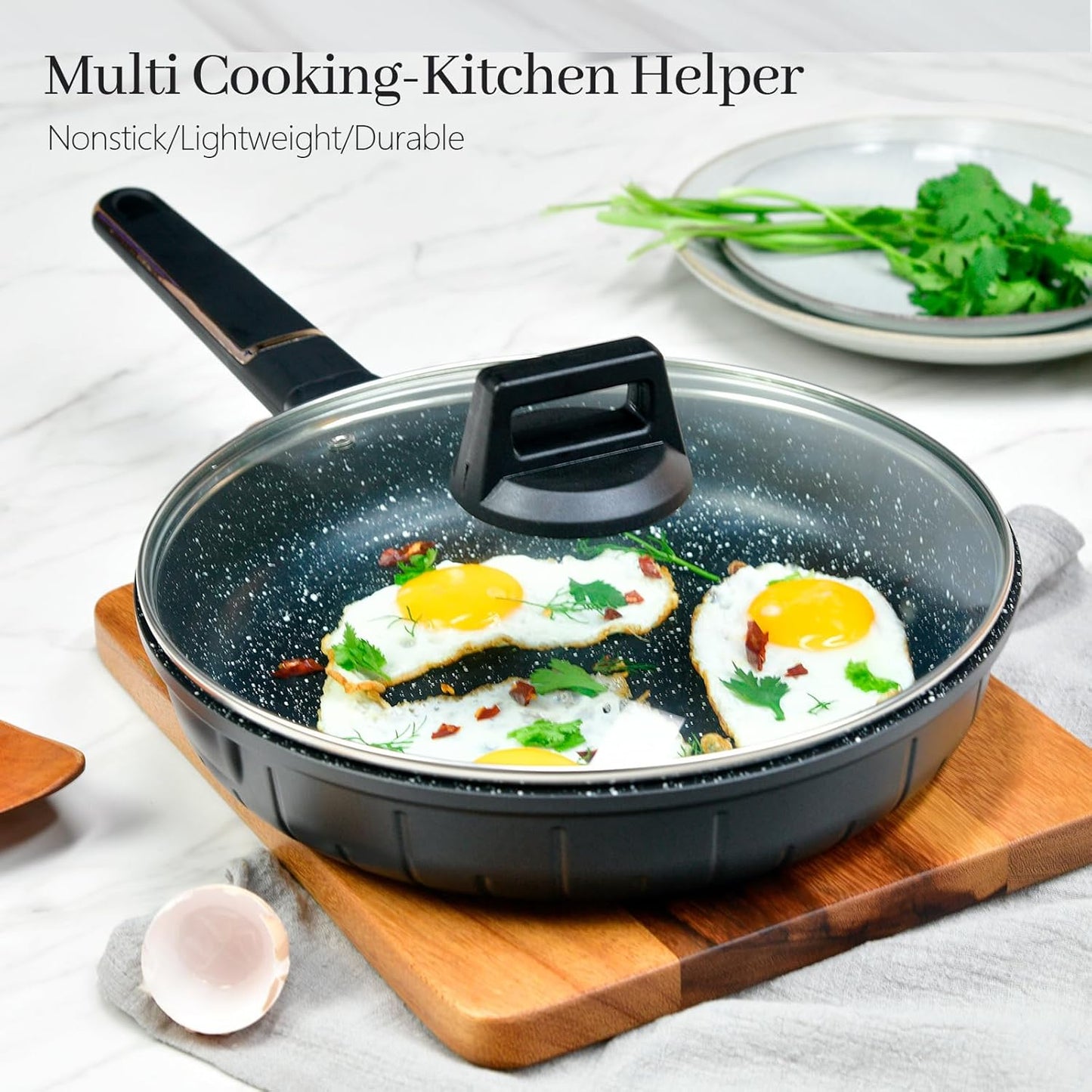 12 In Glass Lid for Frying Pan, Tempered Replacement Cover Compatible with All 12 inches Cookware for Skillets, Round Cast Iron, Cast Aluminium, Stainless Steel Pans &Pots