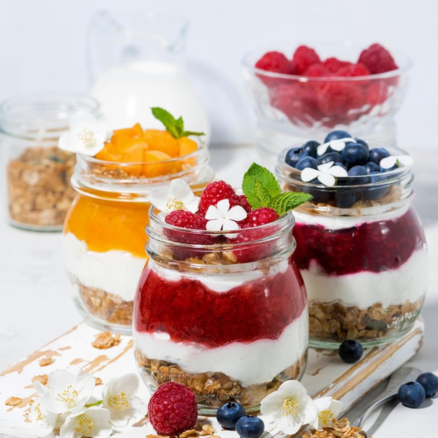 10 oz Glass Mason Jars, 24 Pack Regular Mouth Glass Canning Jars with Silver Aluminum Lids and Bands, Airtight Jam Jars for Food Storage, Pickling, Fermenting, Honey, Jelly, DIY Candles Decor