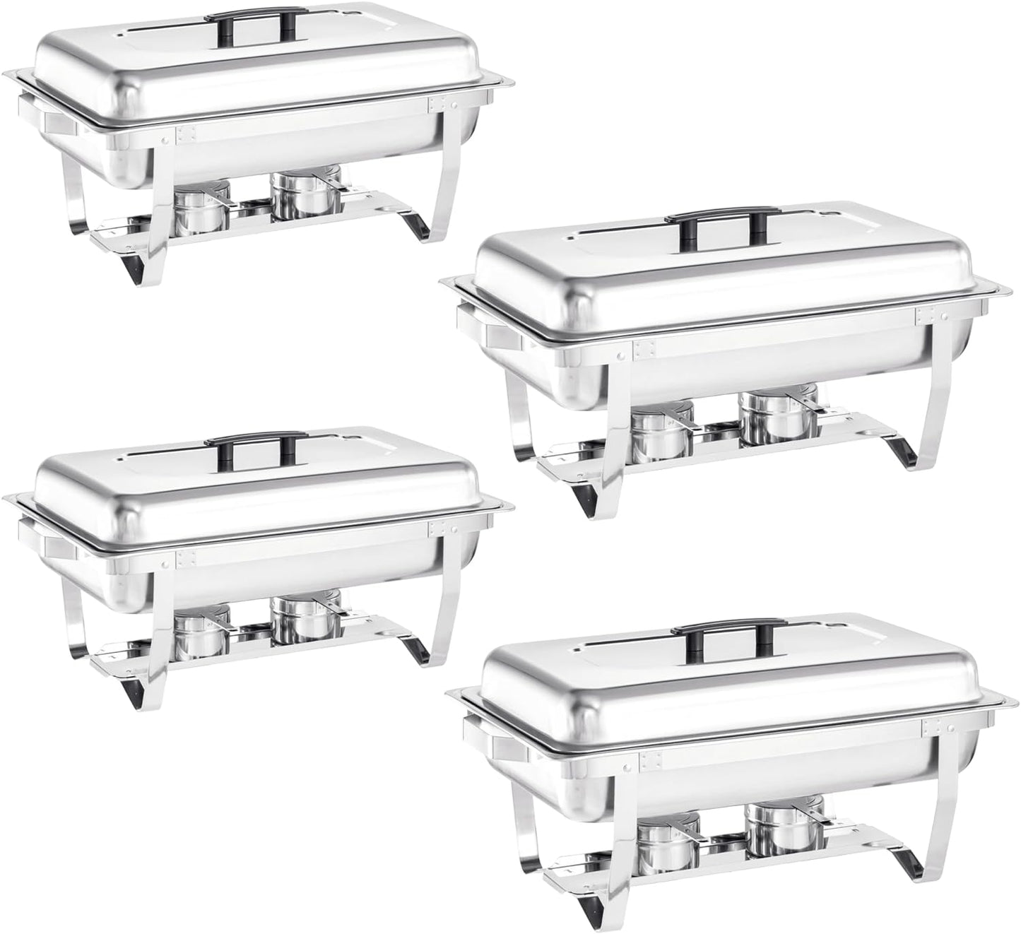 Chafing Dish Buffet Set 4 Packs,8 Quart Stainless Steel Foldable Rectangular Chafing Full Size Food Pan,Chafing Servers With Covers buffet servers and food warmers for parties wedding outdoor banquet