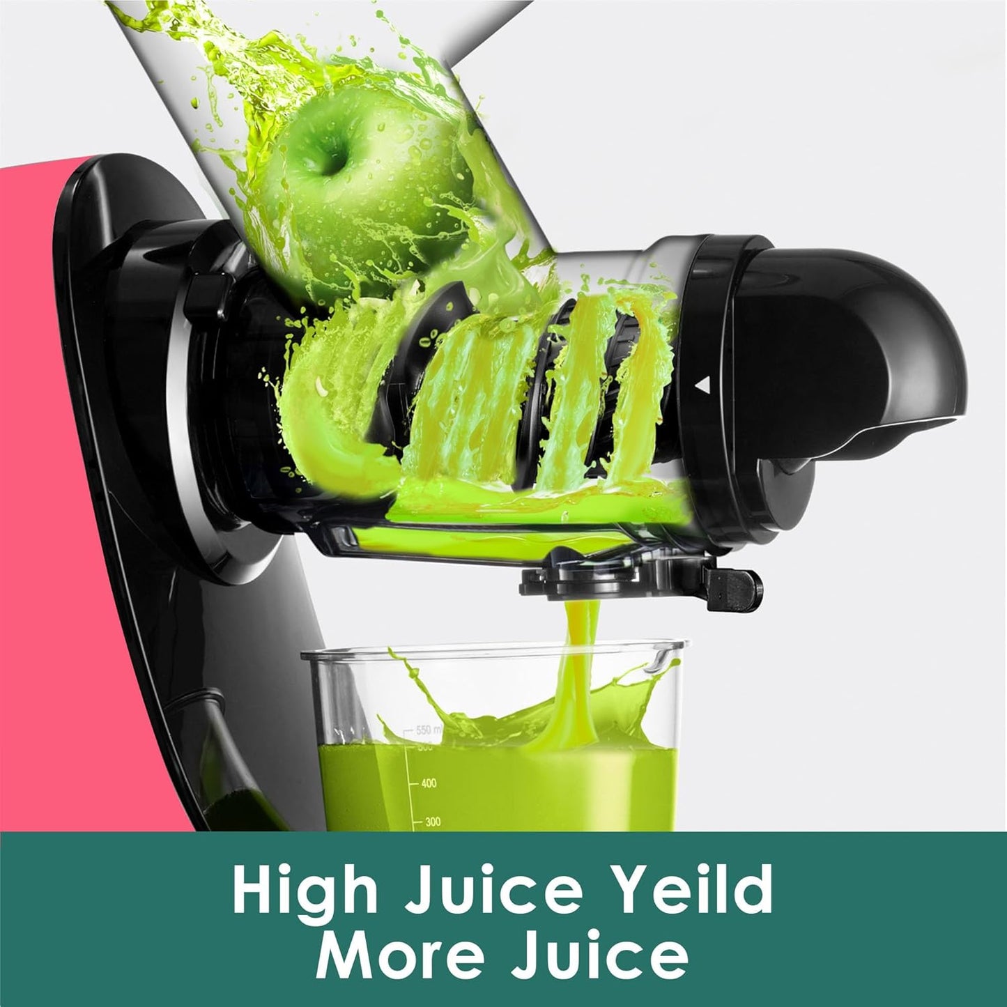 Slow Juicers, Cold Pressed Juicer Machine with 3-inch Large Feeding Chute,Masticating Juicer Machines Vegetable and Fruit,BPA Free, Powerfull 200w Motor(Pink)
