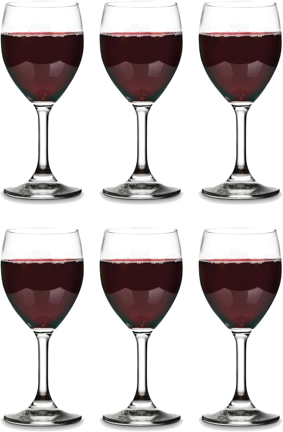 Vikko 8.5 Ounce Small Wine Glasses, Set of 6, Clear Glass, Durable Stem, Dishwasher Safe