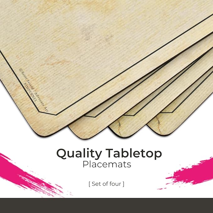 Pimpernel Exclusive Art Collection Placemats & Coasters Set (15.7" x 11.7") – Cork-Backed Boards with Lacquer Finish, Heat & Stain Resistant Dining Mats & Furniture Protectors for Table & Kitchen