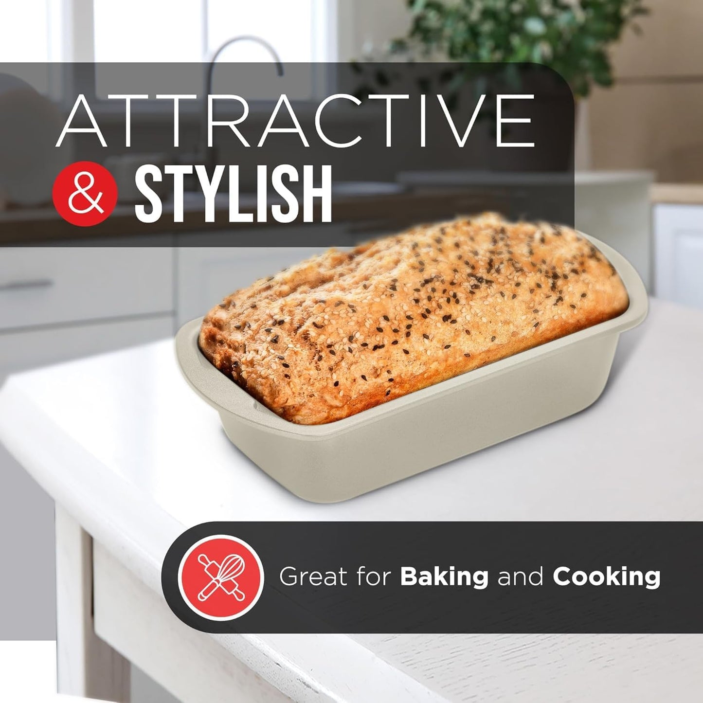 Nonstick Loaf Pan Set Pack of 1, Carbon Steel 11" Large Baking Bread Pan, Oven Safe Up to 450°F, PFOA, PFOS, PTFE Free, Space Saving Stackable Design, Stain Resistant, Dishwasher Friendly,White Marble