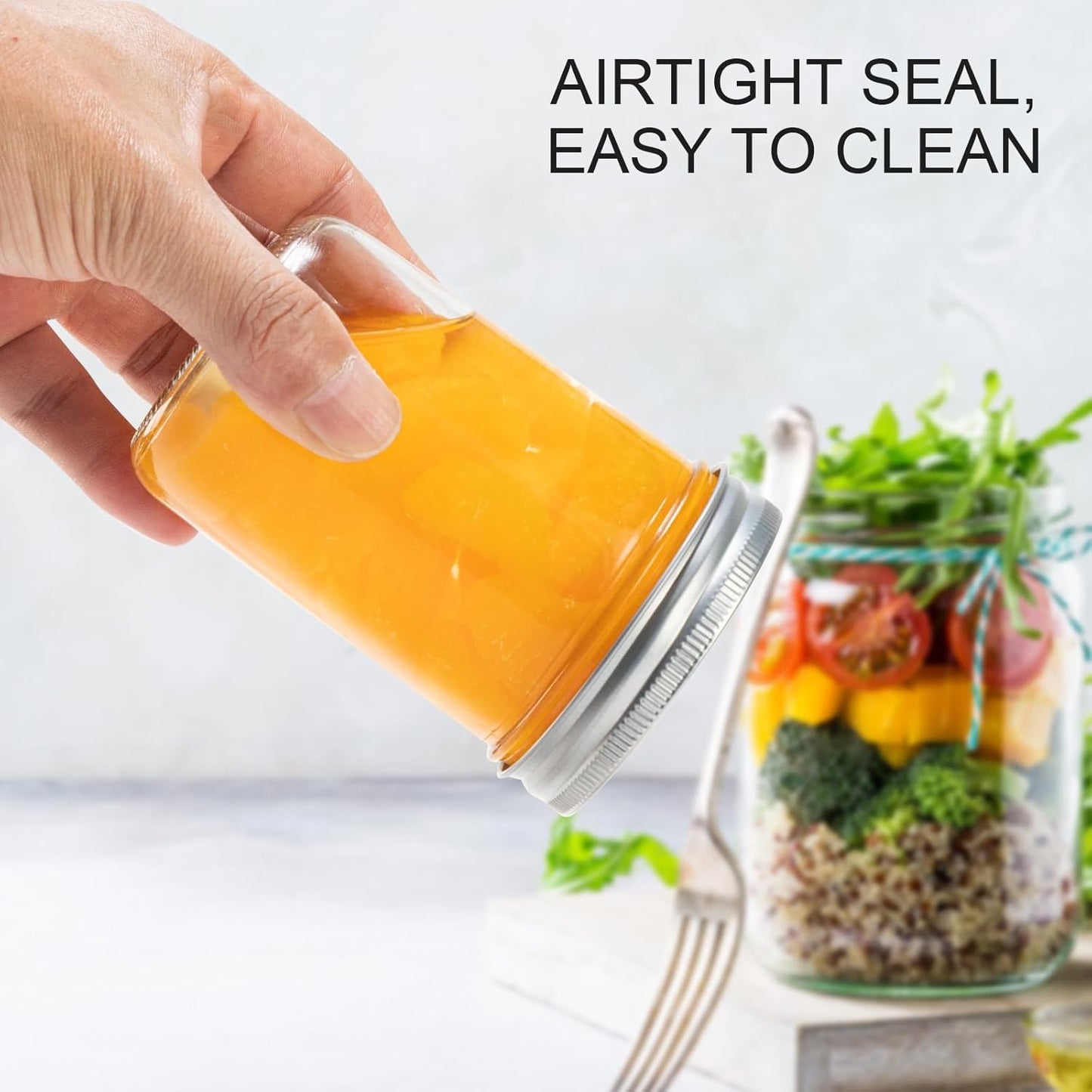 Mason Jars 8 oz, 24 Pack Canning jars 8 oz Jelly Jars With Regular Lids and Bands, Half Pint Glass Jars Ideal for Jam, Honey, Wedding Favors, Shower Favors