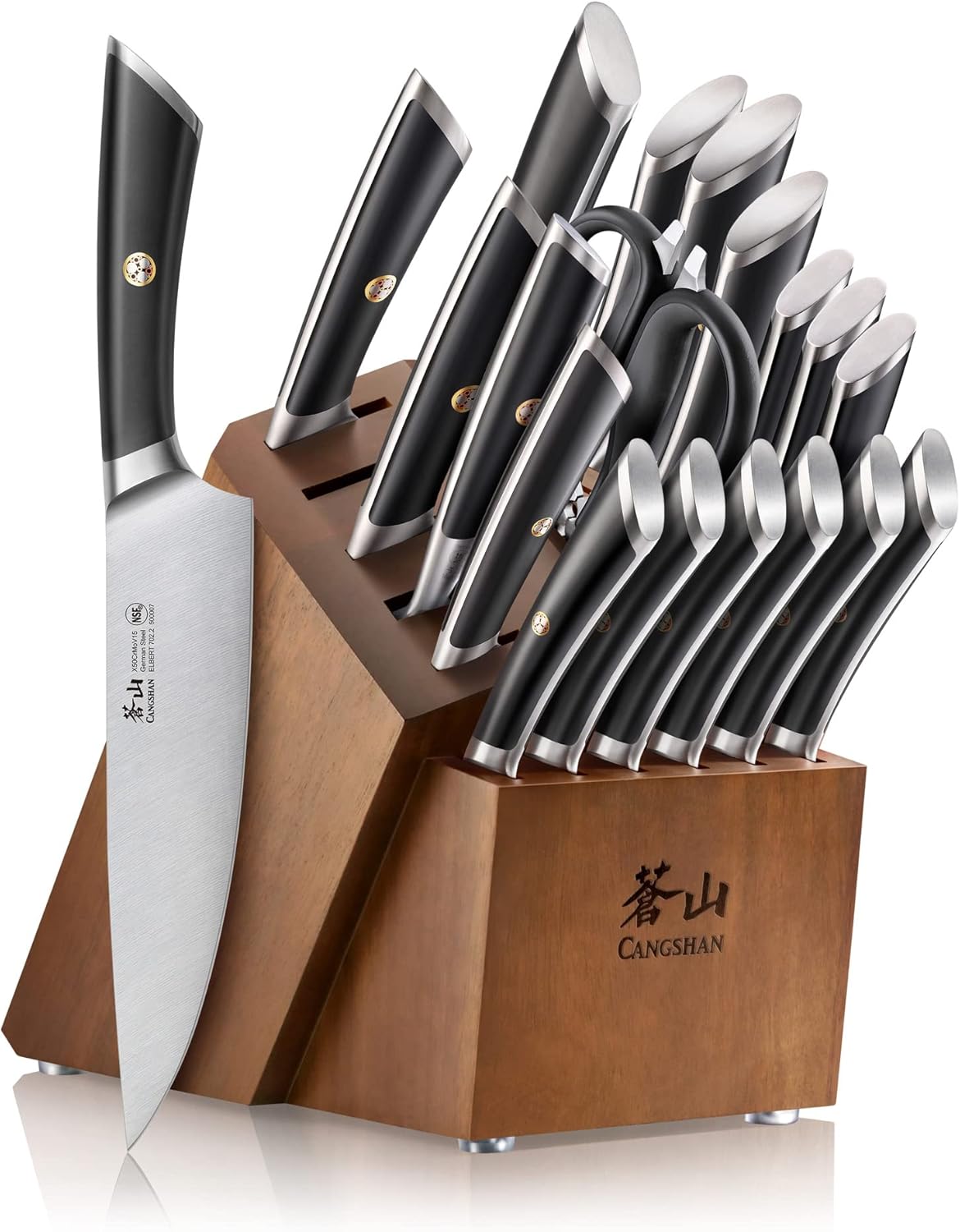 Cangshan ELBERT Series German Steel Forged Knife Block Sets (20-Piece, Black)