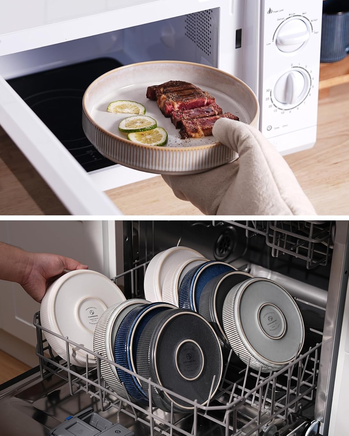 famiware Star 7.5" Pasta Bowls Set, Salad Bowl Set of 6, Double Reactive Glaze, Stackable, Perfect for Your Friend for Housewarming, Thanksgiving, Christmas, Cappuccino White