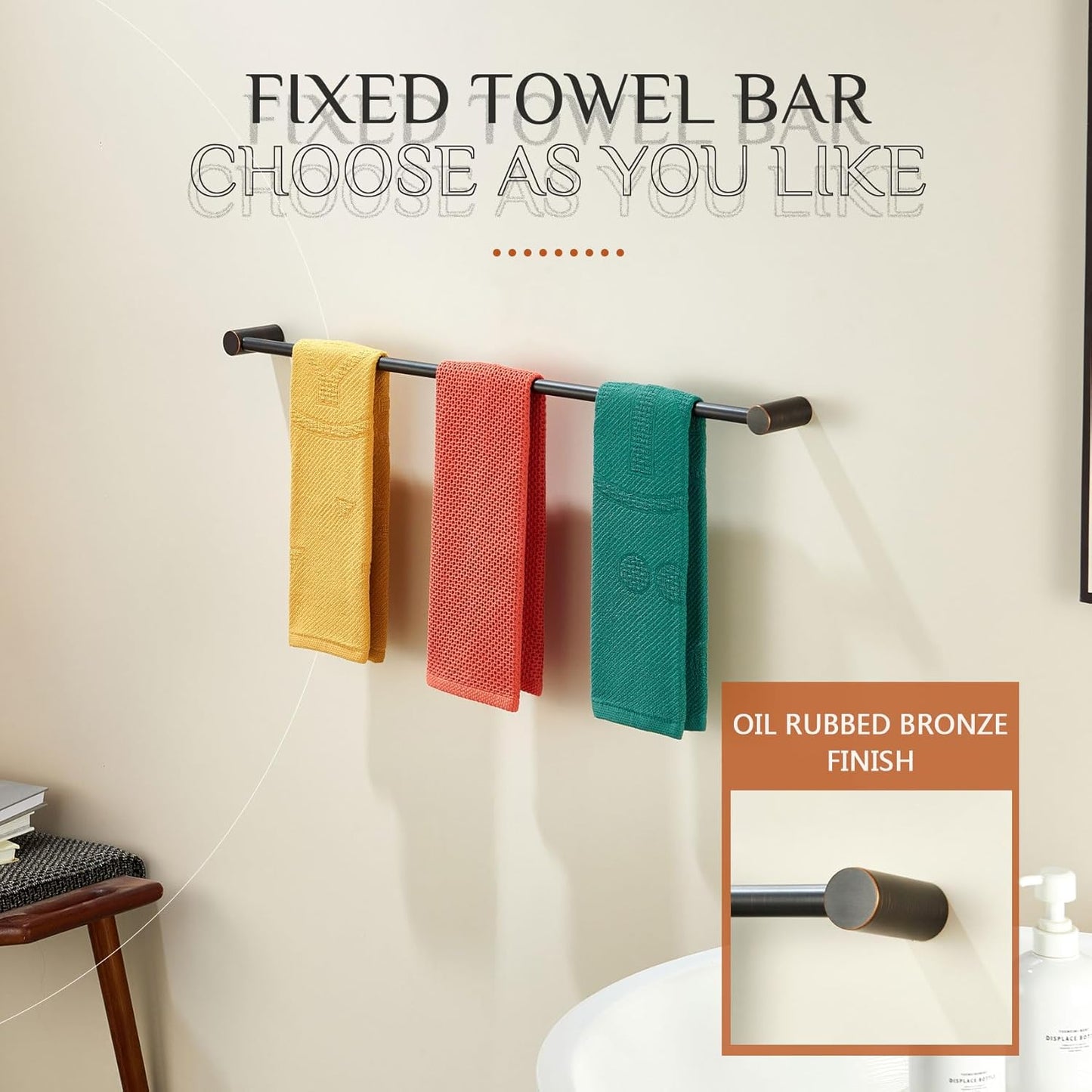 KOKOSIRI Towel Bar Oil Rubbed Bronze 32'' Bath Towel Rack Holders Single Rail for Bathroom Wall Mounted Stainless Steel Bathroom Hardware, B4007ORB-L32