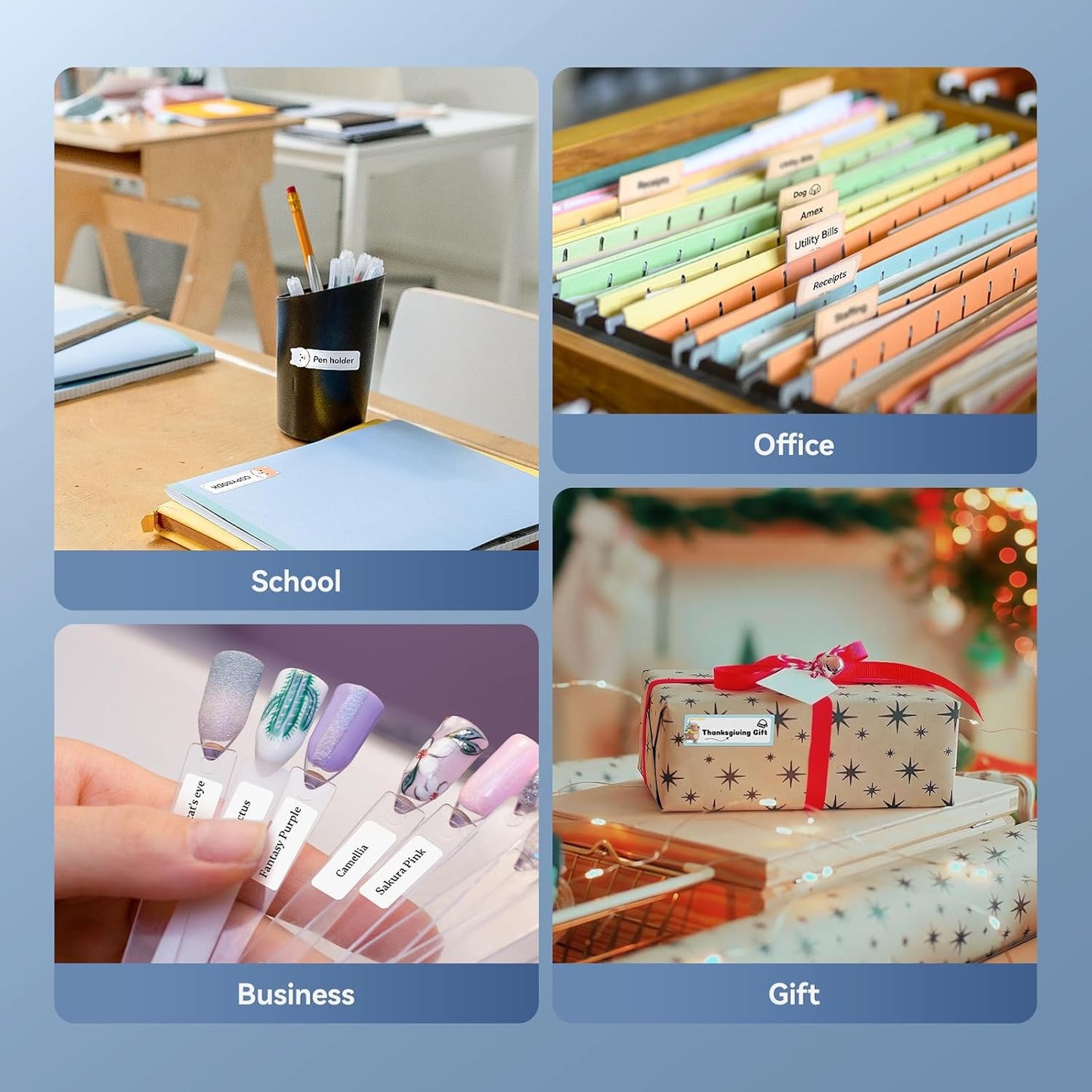 NIIMBOT Label Maker Machine D11 Label Printer Portable Wireless Connection Multiple Templates Available for Phone Easy to Use Office Home Organization USB Rechargeable