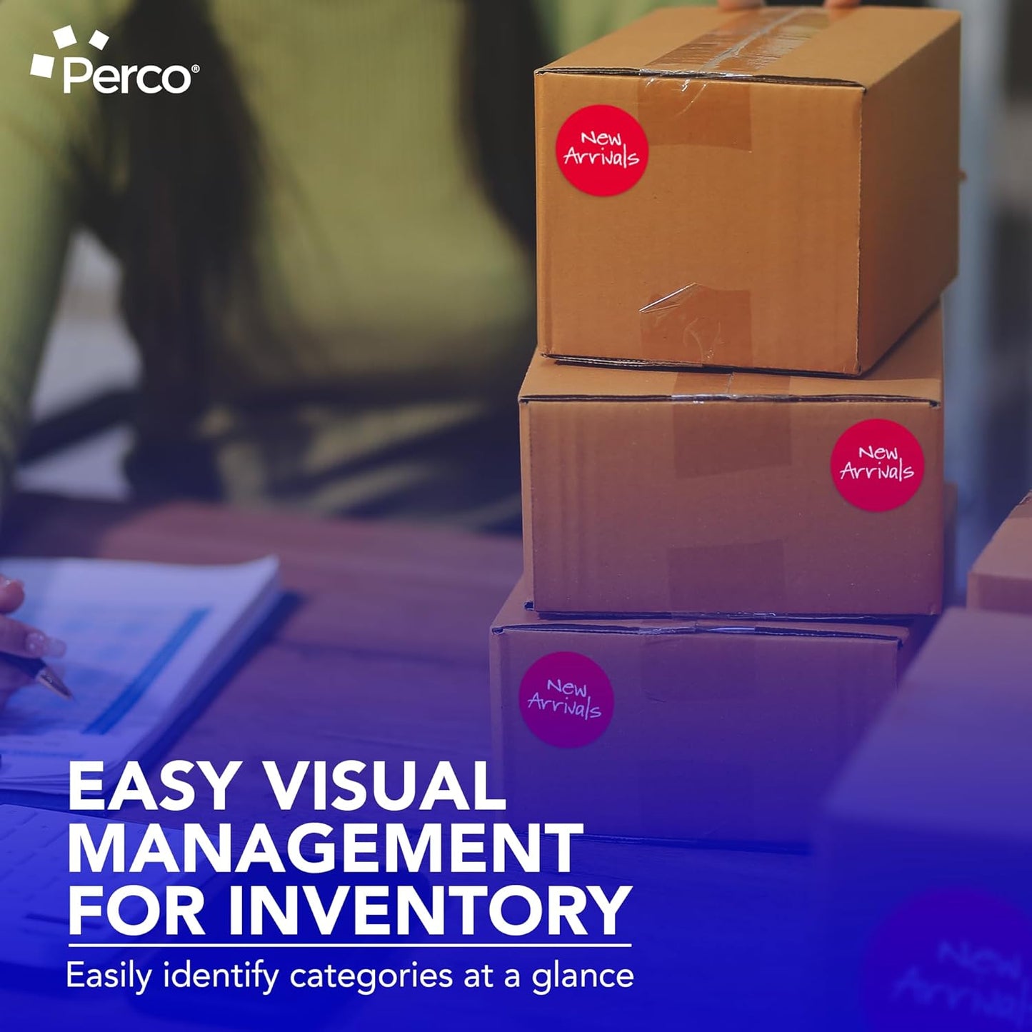 Perco Red 3-Inch Perforated Circle Dot Sticker Labels — 10 Rolls, 5,000 Round Stickers — with Permanent Adhesive for Moving Boxes, Sale Signage, Displays, Status Messaging—Made in USA