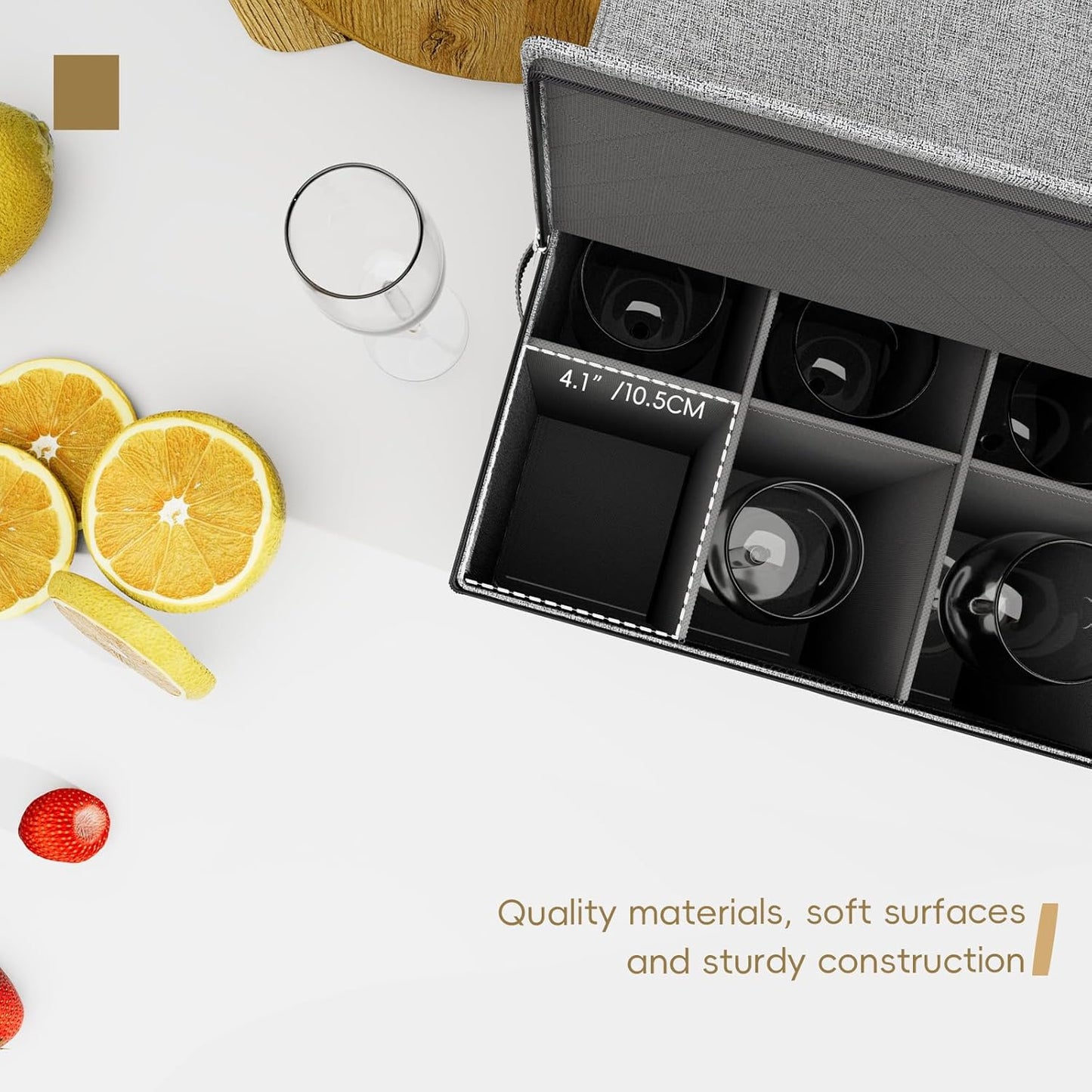 homyfort China Storage Containers (2 Pack Stemware Storage Box, Grey)