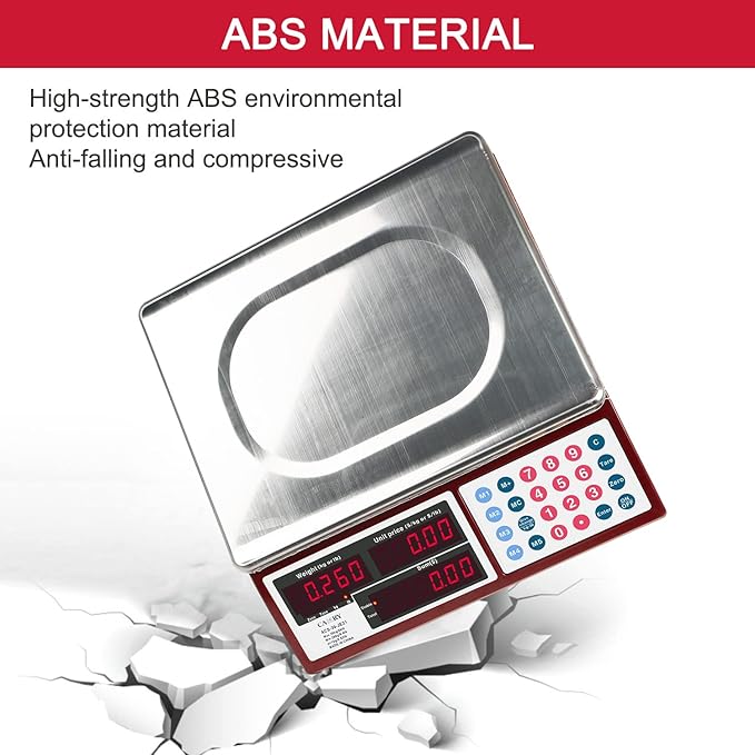 CAMRY Price Computing Scale Commercial Food Scale 66lb / 30kg Fruit Meat Produce, Dual Bright LED Display Stainless Steel Platform, for Deli Farmers Markets Restaurant