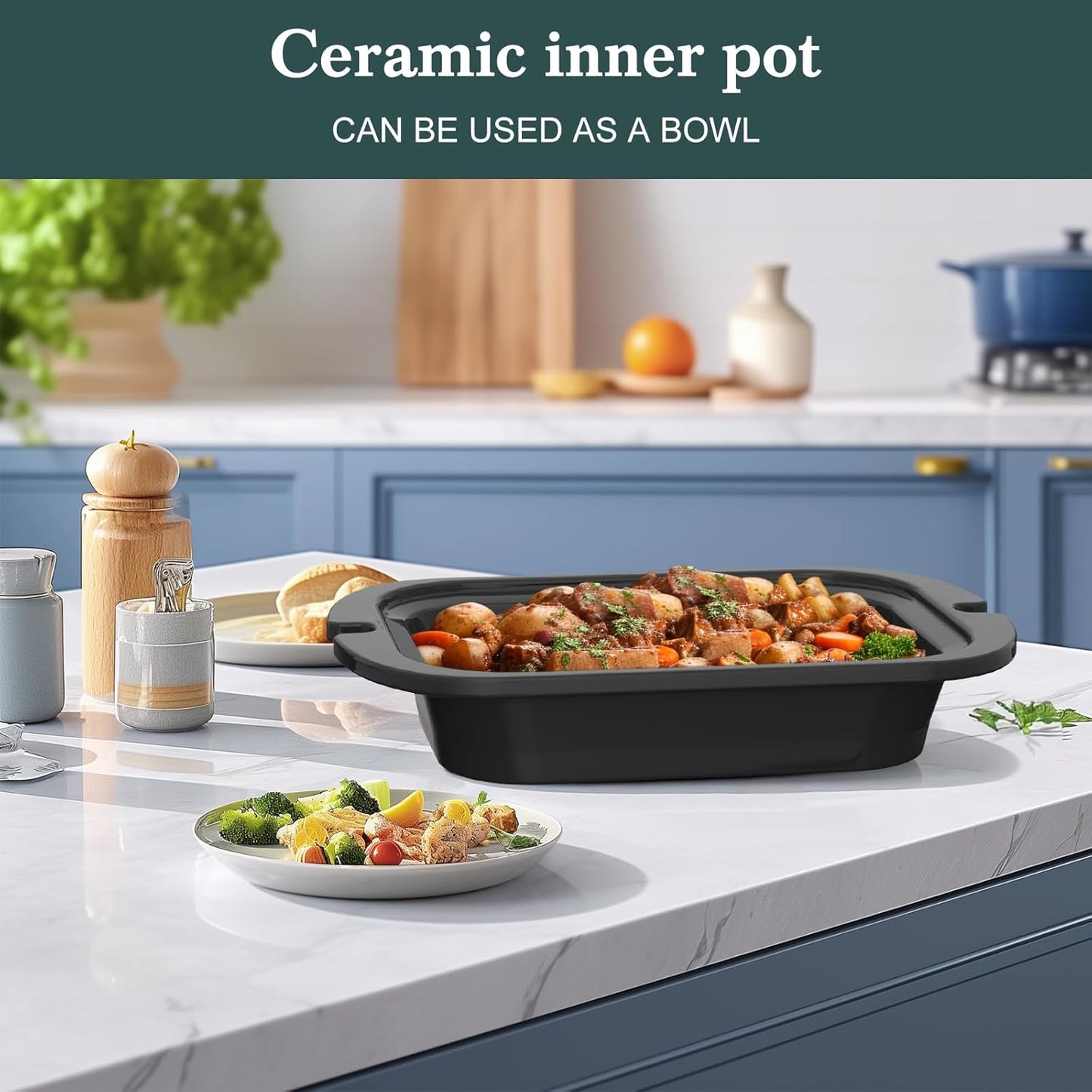 4-Quart Slow Cooker with Casserole Manual Warm Setting - Perfect Crock Pot for Family Dinners, Dishwasher Safe Crock,Versatile Cookware for Large Families or Entertaining