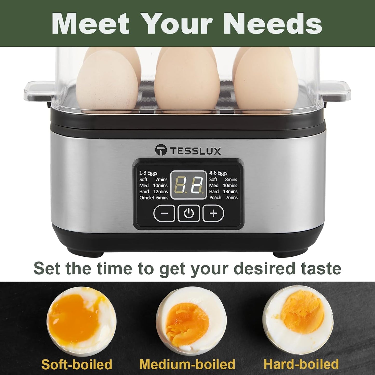 Electric Rapid Egg Cooker, 6 Egg Capacity for Hard Boiled Eggs, Poached Eggs, Scrambled Eggs, or Omelets Maker with Auto Shut Off