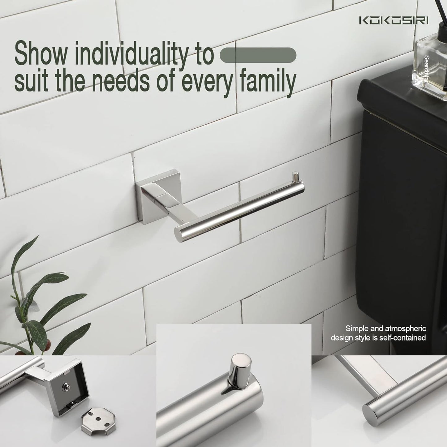 KOKOSIRI Toilet Paper Holder for Bathroom Toilet Roll Holder Hold Mega Rolls Polished Chrome Stainless Steel, 2 Pack, B2005CH-P2