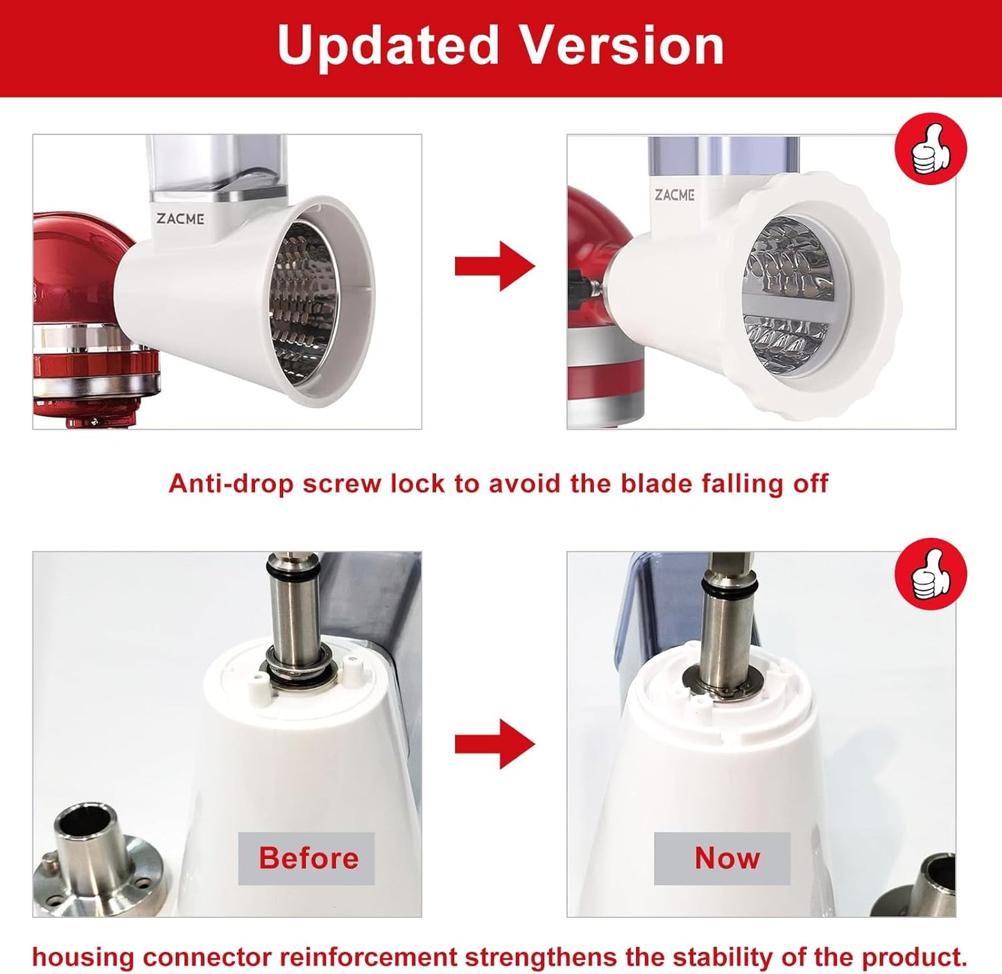 Updated Shredder Cheese Grater Attachment for KitchenAid Stand Mixers, Salad Machine with Vegetable Slicer, Salad Maker, Food Slicers Slicer Shredder Attachment with 4 Blades Dishwasher Safe