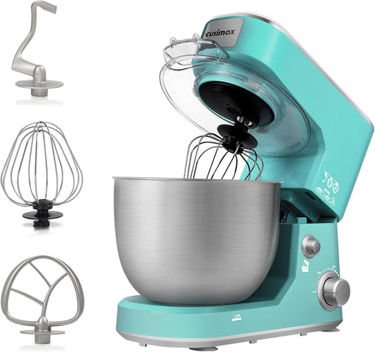 CUSIMAX Stand Mixer, 5-QT Stainless Steel Bowl Food Mixer, Tilt-Head Kitchen Electric Mixer with Dough Hook, Mixing Beater and Whisk, Splash Guard, Green