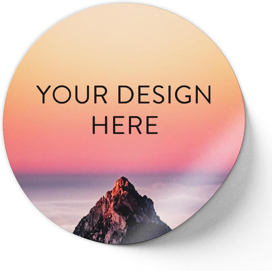 100 Custom Vinyl Stickers - Upload Your own Image, Text, Design, Logo - Personalized Logo Labels for Handmade, Packaging, Bottle, Jars, Candle, Brand Stickers (Mountain, 6x6)