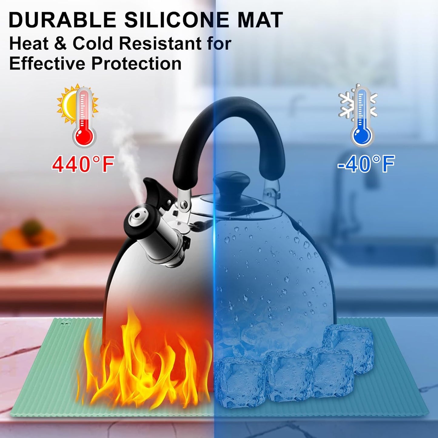 2 Pack 9.5"x14.2" Trivets for Hot Dishes, Hot Pads for Kitchen, Silicone Trivets for Hot Pots and Pans, Hot Plates to Protect Table, Heat Resistant Silicone Trivet Grey (Pea Green, 9.5"x14.2")