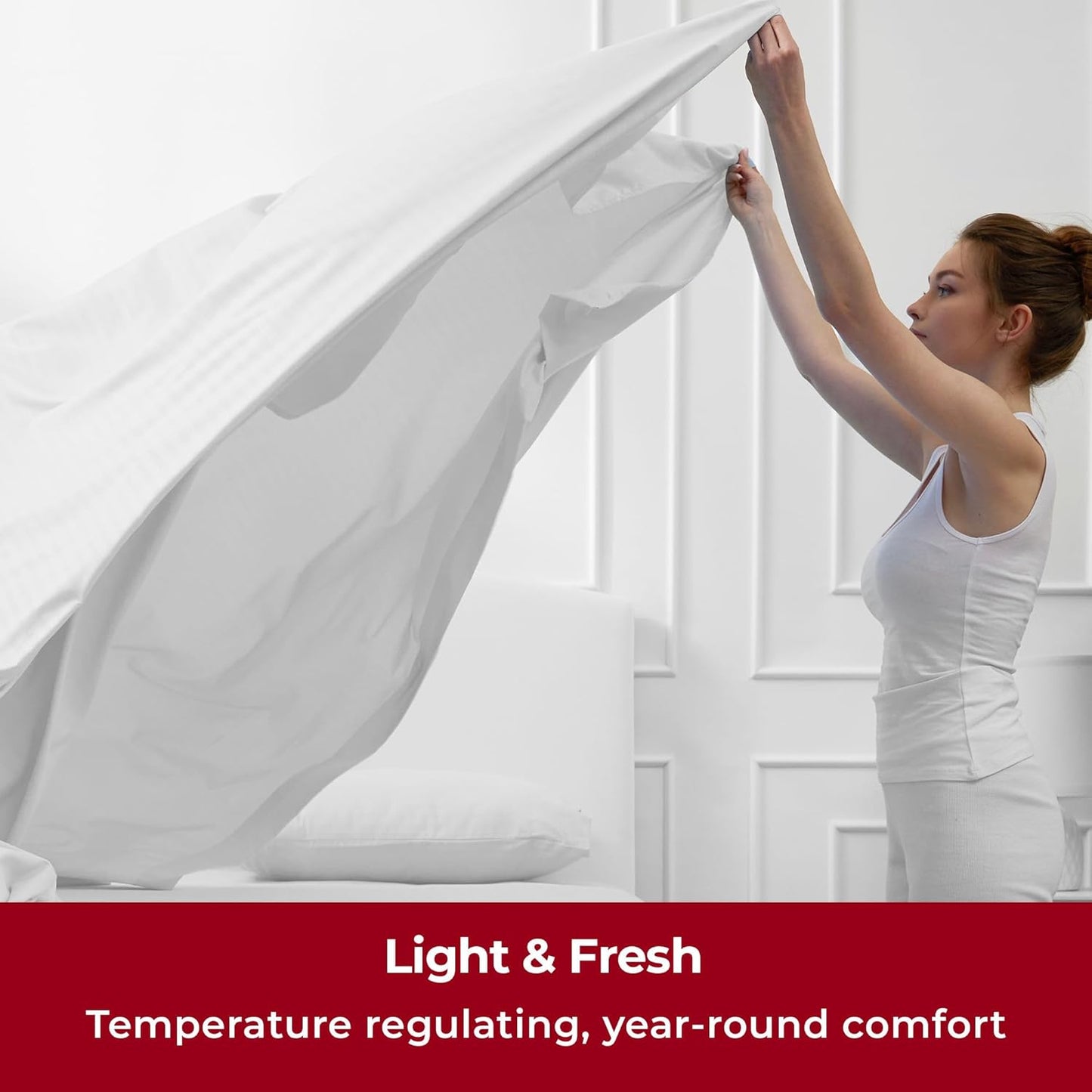 Mellanni California King Sheets Set - 4 PC Iconic Collection Bedding - Hotel Luxury, Extra Soft, Cooling Bed Sheets - Wrinkle, Fade, Stain Resistant (Cal King, Striped White)