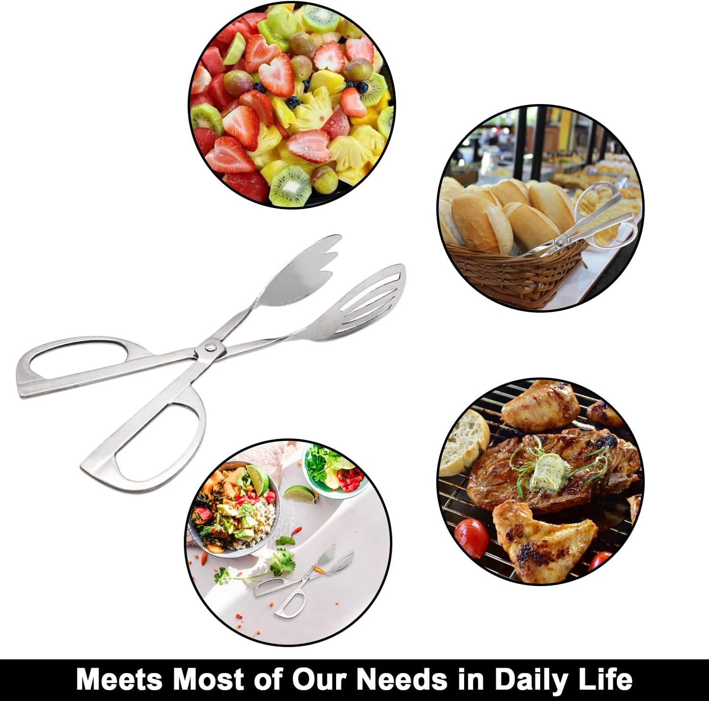 Food Serving Tongs 2 PACK Stainless Steel Salad Tongs for Cooking Cake Bread Kitchen