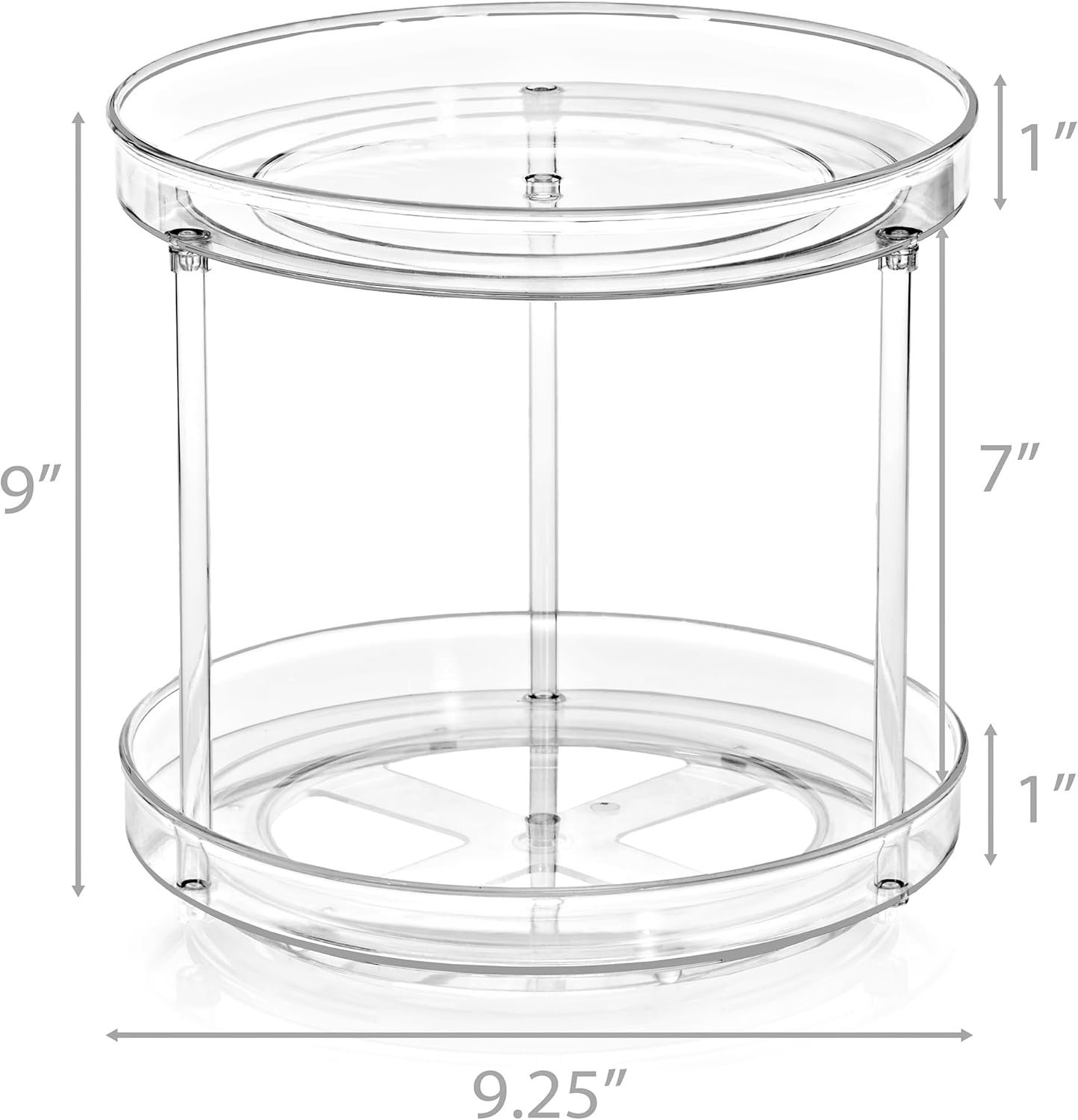 Sorbus 9 Inch 2 Tier Clear Lazy Susan Organizer, Turntable Organizer for Spice Organization for Cabinet, Lazy Susan Turntable for Kitchen, Home, Office, Closet, Classroom, Laundry Room Organization