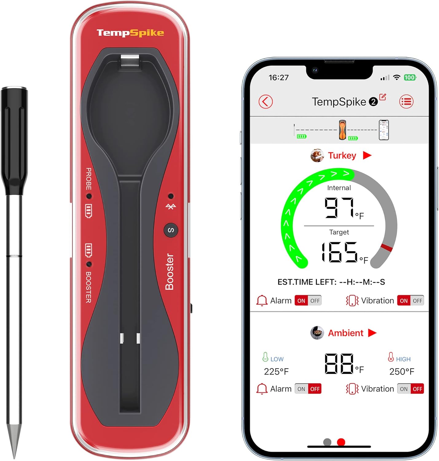 ThermoPro TempSpike Wireless Meat Thermometer for Grilling and Smoking, 500ft Bluetooth Meat Thermometer with Wireless Probe, Ideal for Sous Vide Smoker Rotisserie BBQ Oven Smoker