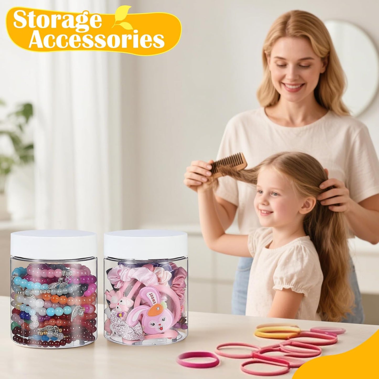 36 PCS 16 OZ Plastic Jars with Screw On Lids, Labels Refillable Empty Round Slime Containers for Storing Dry Food, Honey Jam, Cream, Butter, Lotion, White