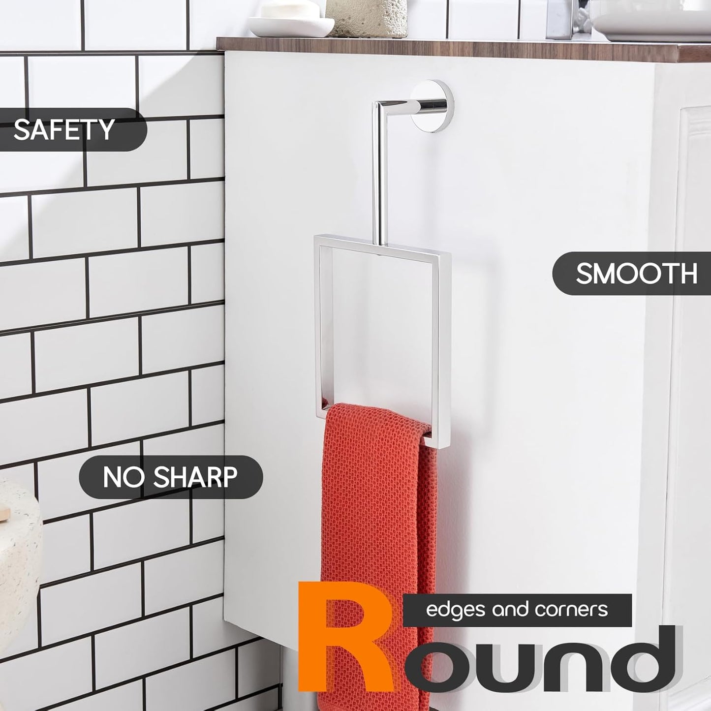 Towel Ring Chrome Bathroom Towel Holders for Wall Rack Polished Stainless Steel Bath Towel Hanger Bathroom and Kitchen Decor, AN3005CH