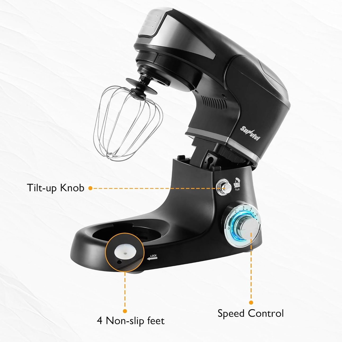 Sunvivi 3-in-1 Multifuctional Stand Mixer: 400W Kitchen Electric Mixer, Tilt-Head, 6.5QT Dough Mixer Machine with Stainless Steel Bowl, Meat Grinder, Juice Blender – Ideal for Baking, Cooking