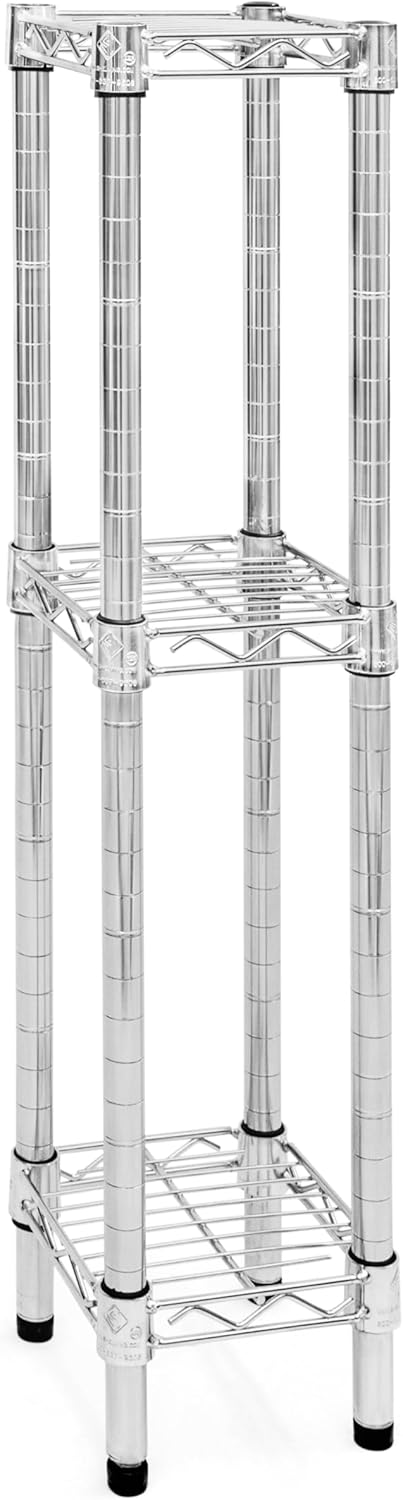 Shelving Inc. 8" d x 8" w Chrome Wire Shelving with 3 Tier Shelves, Weight Capacity 800lbs Per Shelf