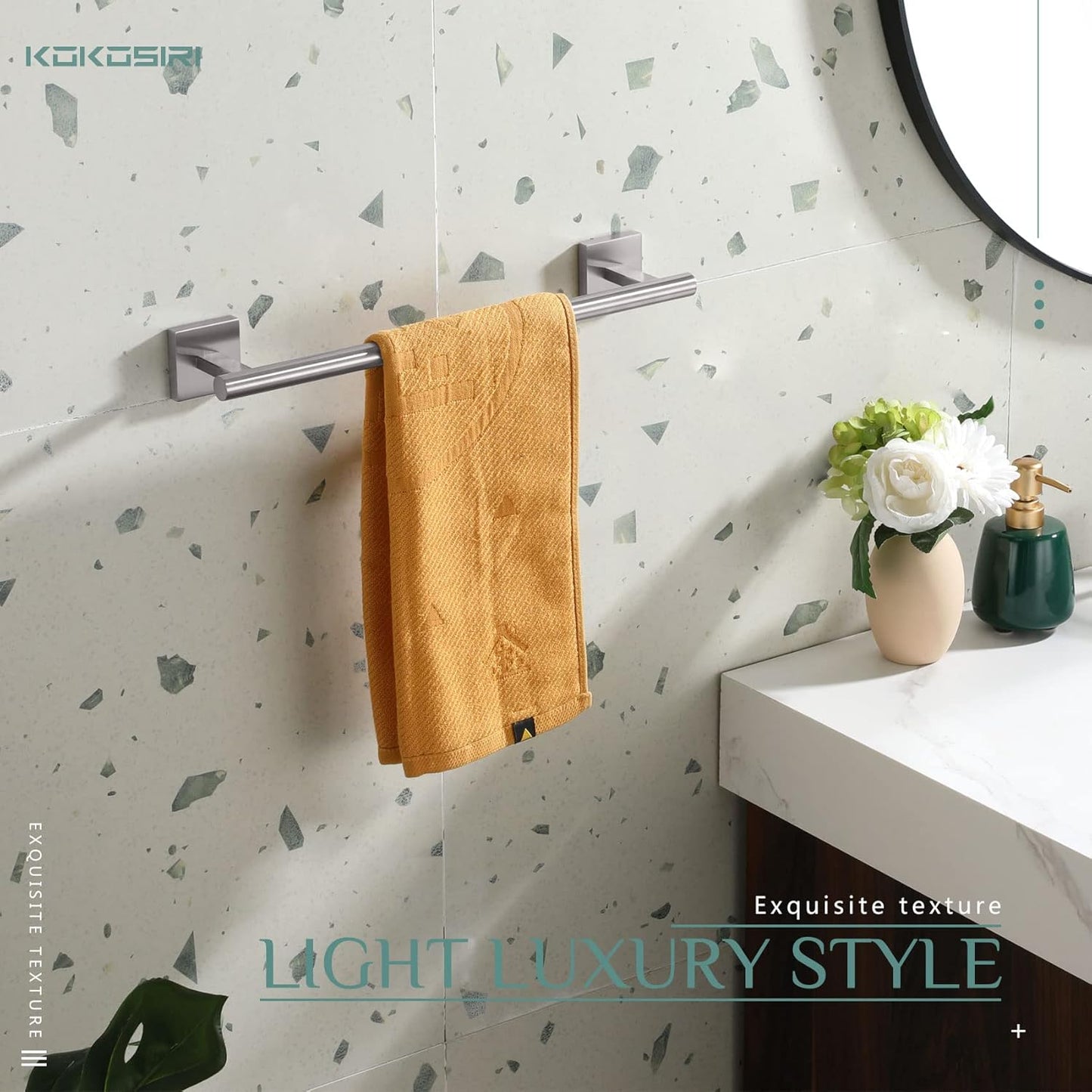 KOKOSIRI Towel Holder 16 Inch Bathroom Hand Towel Bar for Bath Kitchen Toilet Brushed Nickel Stainless Steel B4005BR-L16