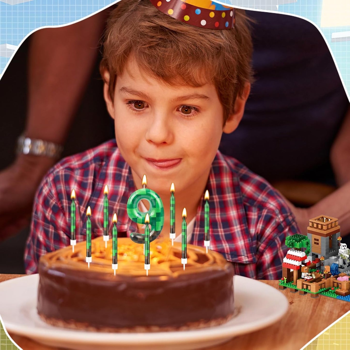 13 Pcs Dynamite Candles 12 TNT Themed Birthday Cake Candles and Number 9 Candle Cake Topper for Pixel Theme Birthday Party Anniversary Party Dynamite Theme Party Video Game Party Supplies (Number 9)