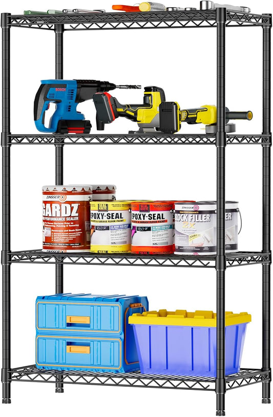 SINGAYE 4 Garage Heavy Duty Shelving Unit Kitchen Pantry Close Home Organizers and Storage Bathroom Shelf Laundry Room Organization Industrial Book Metal Wire Adjustable Shelves